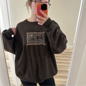 Vintage Northern Reflections Brown Camping Embroidered Crew Neck Sweatshirt